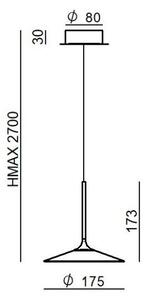 Linea Light 8353 Poe_P1, moderní šedé závěsné svítidlo LED 7W 3000K, průměr 17,5cm