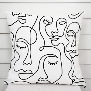 Biante Bavlněný povlak na polštář Sandra SA-570 Abstraktní tváře na bílém 30 x 50 cm