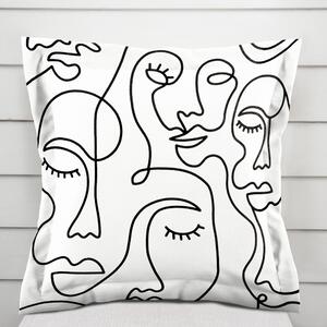 Biante Bavlněný povlak na polštář s lemem Sandra SA-570 Abstraktní tváře na bílém 40 x 40 cm