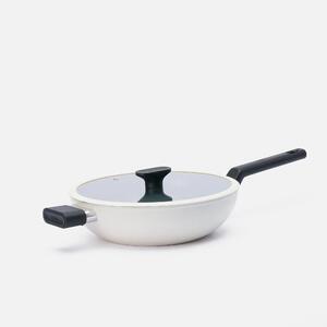 Fabini Wok pánev Meda 5.0 Economy, ø 28 cm - Nepřilnavá pánev s keramickým povrchem s poklicí, krémová