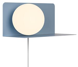 Nordlux 2312931006 Lilibeth, modrá nástěnná lampa s poličkou a vypínačem 1xE14, šířka 35cm