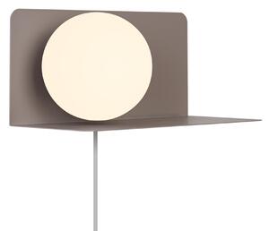 Nordlux 2312931018 Lilibeth, hnědá nástěnná lampa s poličkou a vypínačem 1xE14, šířka 35cm