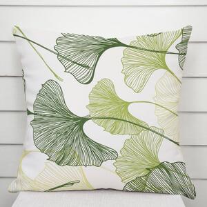 Biante Bavlněný povlak na polštář Sandra SA-576 Zelené Ginkgo listy na bílém 30 x 50 cm