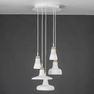 Brokis PC00929_043 Shadows set ring canopy, závěsné svítidlo z foukaného skla, bílé sklo - voskovaný dub - bílý kabel, 5x5W LED 2700K dim, prům. 40cm