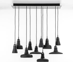 Brokis PC00921_033 Shadows set rectangular large, závěsné svítidlo, foukaného matné černé sklo - černý dub - černý kabel, 10x5W LED GU10 dim, 100x36cm