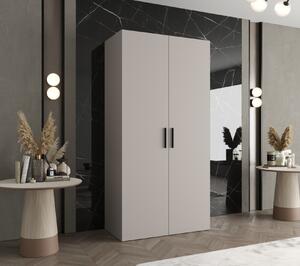 Prostorná šatní skříň HELMA 1 100 cm - kašmír / černé úchyty