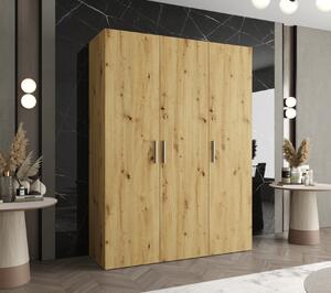 Prostorná šatní skříň HELMA 1 150 cm - dub artisan / stříbrné úchyty