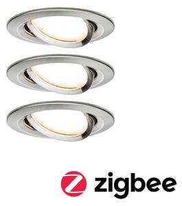 Paulmann 92959 ZigBee LED Nova Plus Coin, sada zápustných bodovek 3x6.5W 2700K stmívatelné, kartáčovaný hliník