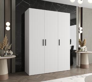 Prostorná šatní skříň HELMA 1 150 cm - bílá / černé úchyty