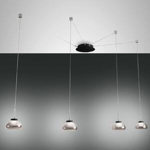 Fabas 3547-49-126 Arabella, závěsné svítidlo z kouřového skla s prodlouženými závěsy, 4x8W 3000K, prům. 14cm