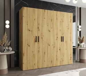 Prostorná šatní skříň HELMA 1 200 cm - dub artisan / černé úchyty