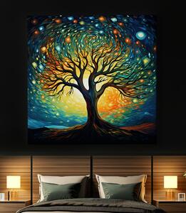 FeelHappy Obraz na plátně - Strom života barevné hvězdy Velikost obrazu: 40 x 40 cm