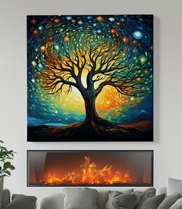 Obraz na plátně - Strom života barevné hvězdy FeelHappy.cz Velikost obrazu: 40 x 40 cm