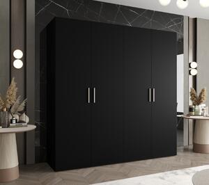 Prostorná šatní skříň HELMA 1 200 cm - černá / stříbrné úchyty