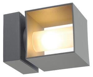 SLV 1000335 Square Turn, venkovní nástěnné svítidlo, 1x G9 max. 42 W, stříbrošedé, rozměr 12x12cm, IP44