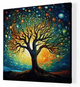 Obraz na plátně - Strom života barevné hvězdy FeelHappy.cz Velikost obrazu: 40 x 40 cm