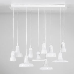 Brokis PC00921_041 Shadows set rectangular large, závěsné svítidlo, foukané matné bílé sklo - bílý dub - černý kabel, 10x5W LED GU10 dim, 100x36cm