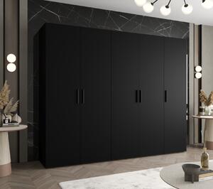 Prostorná šatní skříň HELMA 1 250 cm - černá / černé úchyty