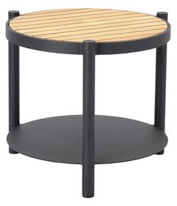 Mindo Odkládací stolek Mindo 107, kulatý 50x46 cm, rám lakovaný hliník Dark Grey, deska teak