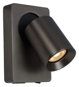 LUCIDE 09929/06/16 NIGEL nástěnné bodové svítidlo/spot s vypínačem 1xGU10 5W/320lm 2200-3000K černá, USB port