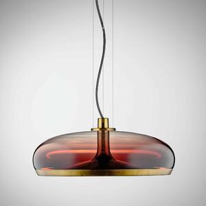 Leucos Aurelia S45 SS, závěsné svítidlo stínované burgunské sklo/vintage mosaz, 11+14W LED 2700K stmívatelné, průměr 45cm