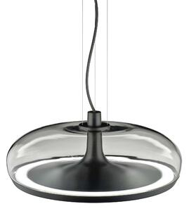 Leucos Aurelia S45 SS, závěsné svítidlo kouřové sklo/matná zbraňová ocel, 11+14W LED 2700K stmívatelné, průměr 45cm