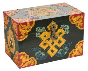 Dřevěná šperkovnice ručně malovaná, buddhistické motivy, 19x11x13cm