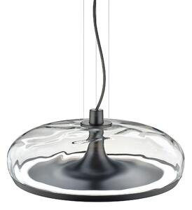 Leucos Aurelia S45 SS, závěsné svítidlo čiré sklo s vodním efektem/matná zbraňová ocel, 11+14W LED 2700K stmívatelné, průměr 45cm