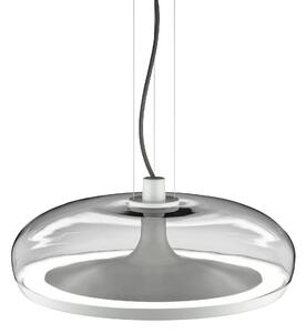 Leucos Aurelia S45 SS, závěsné svítidlo kouřové sklo/bílá, 11+14W LED 2700K stmívatelné, průměr 45cm