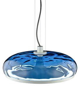 Leucos Aurelia S45 SS, závěsné svítidlo modré sklo s vodním efektem/bílá, 11+14W LED 2700K stmívatelné, průměr 45cm