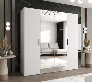 Šatní skříň se zrcadly HELMA 2 200 cm - bílá / černé úchyty