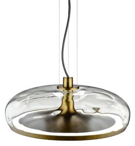 Leucos Aurelia S45 SS, závěsné svítidlo čiré sklo s vodním efektem/vintage mosaz, 11+14W LED 2700K stmívatelné, průměr 45cm
