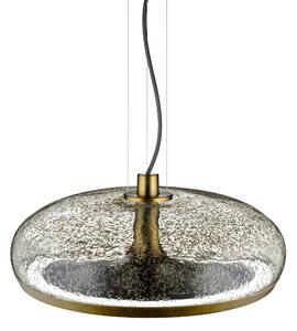 Leucos Aurelia S45 SS, závěsné svítidlo čiré sklo pulegoso s kovovým práškem/vintage mosaz, 11+14W LED 2700K stmívatelné, průměr 45cm