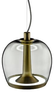 Leucos Aurelia S22 SS, závěsné svítidlo kouřové sklo/vintage mosaz, 11+5W LED 2700K stmívatelné, průměr 22,5cm