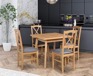 Drewmix jídelní sestava DX 4 + odstín dřeva (židle + nohy stolu) bílá, odstín lamina (deska stolu) bílá, potahový materiál látka