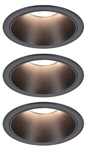 Paulmann 94869 Cole Coin, set bodovek v černé úpravě, 3x6W LED 2700K tříkrokové stmívání, prům. 8,8cm, IP44
