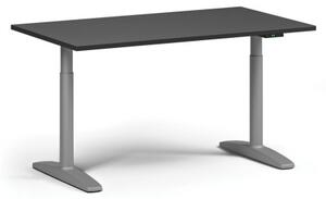 Výškově nastavitelný stůl OBOL, elektrický, 675-1325 mm, deska 1400x800 mm, šedá zaoblená podnož, grafit
