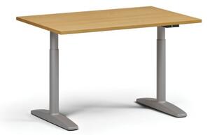 Výškově nastavitelný stůl OBOL, elektrický, 675-1325 mm, deska 1200x800 mm, šedá zaoblená podnož, buk