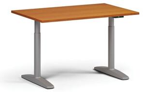 Výškově nastavitelný stůl OBOL, elektrický, 675-1325 mm, deska 1200x800 mm, šedá zaoblená podnož, třešeň