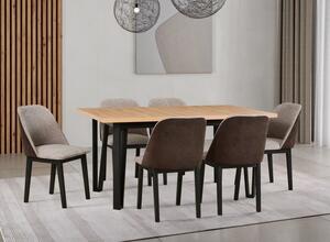 Jídelní sestava DX 25 odstín lamina (deska stolu) bílá, odstín dřeva (židle + nohy stolu) černá, potahový materiál látka