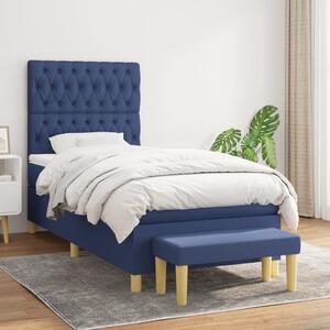 Box spring postel s matrací modrá 90x190 cm textil 3137363