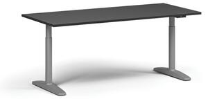 Výškově nastavitelný stůl OBOL, elektrický, 675-1325 mm, deska 1800x800 mm, šedá zaoblená podnož, grafit