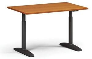 Výškově nastavitelný stůl OBOL, elektrický, 675-1325 mm, deska 1200x800 mm, černá zaoblená podnož, třešeň