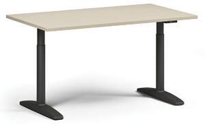 Výškově nastavitelný stůl OBOL, elektrický, 675-1325 mm, deska 1400x800 mm, černá zaoblená podnož, grafit