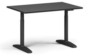 Výškově nastavitelný stůl OBOL, elektrický, 675-1325 mm, deska 1200x800 mm, černá zaoblená podnož, grafit