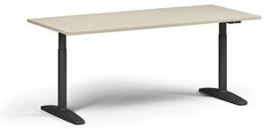 Výškově nastavitelný stůl OBOL, elektrický, 675-1325 mm, deska 1800x800 mm, černá zaoblená podnož, dub přírodní
