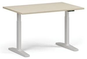 Výškově nastavitelný stůl, elektrický, 675-1325 mm, deska 1200x800 mm, bílá podnož, bříza