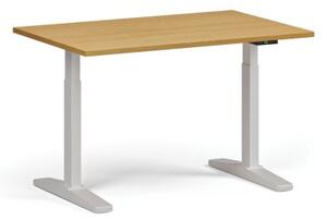 Výškově nastavitelný stůl ULIX, elektrický, 675-1325 mm, deska 1200x800 mm, bílá podnož, buk