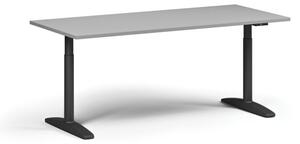 Výškově nastavitelný stůl OBOL, elektrický, 675-1325 mm, deska 1800x800 mm, černá zaoblená podnož, šedá
