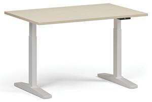 Výškově nastavitelný stůl, elektrický, 675-1325 mm, deska 1200x800 mm, bílá podnož, buk